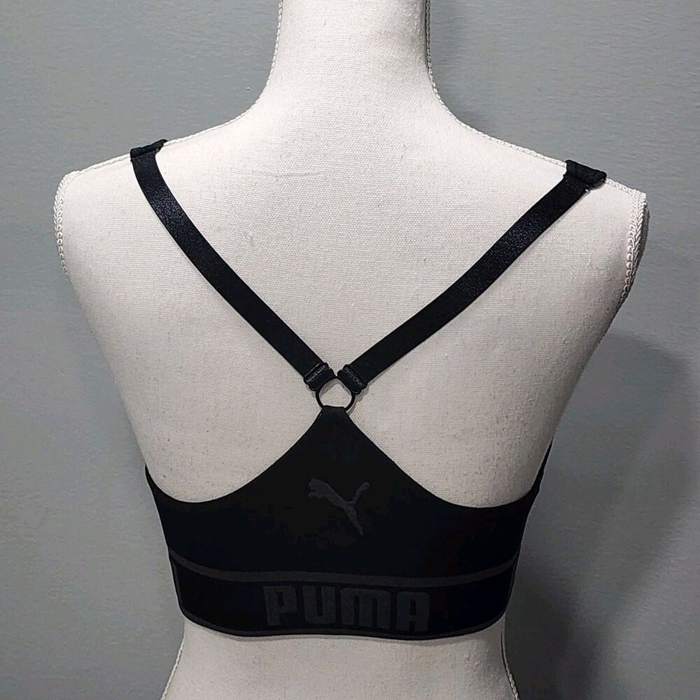 Puma Women's Seamless Sports Running Yoga Bra Black/Gray Sizes Medium - Picture 3 of 7